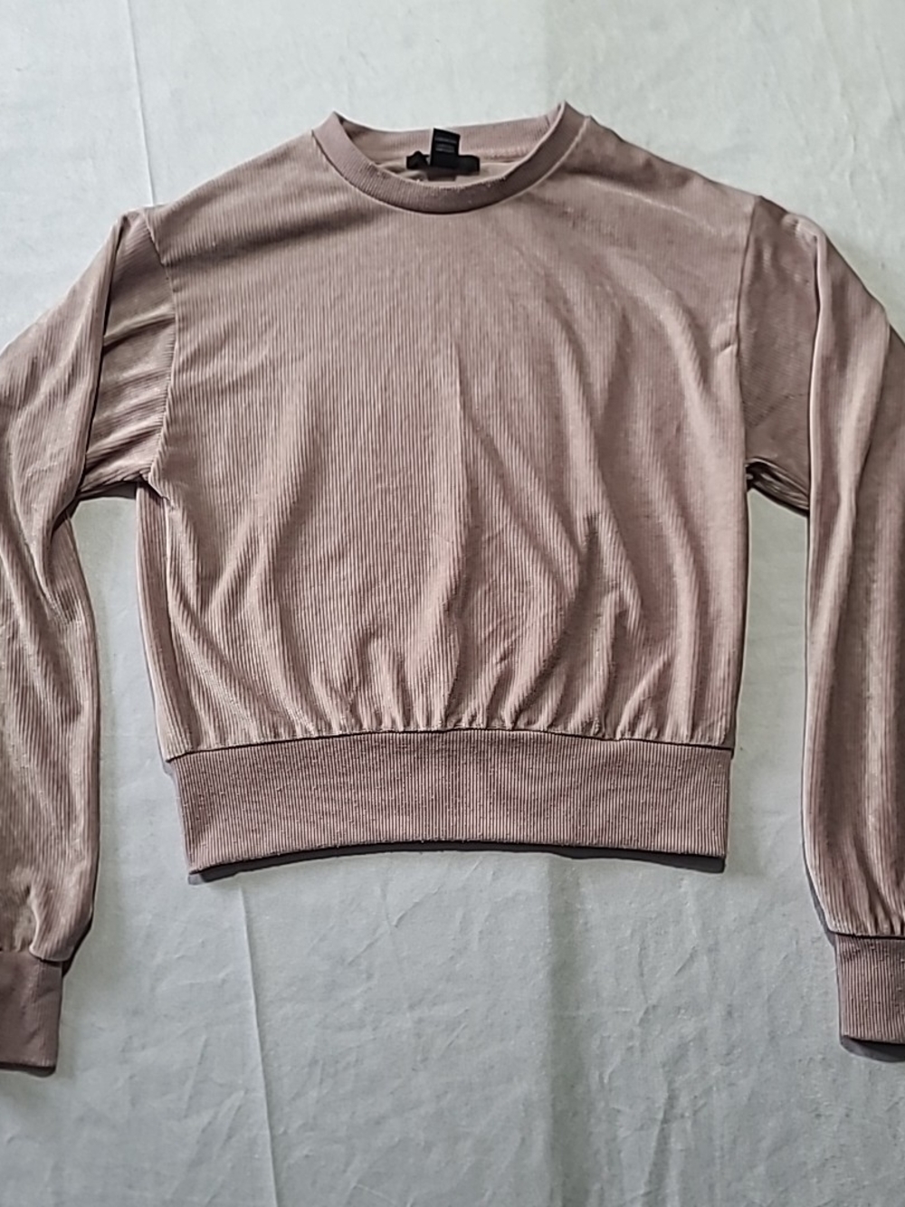 Forever 21 Pink/Dusty Rose Velour Ribbed Crop Top Long Sleeve Size Small